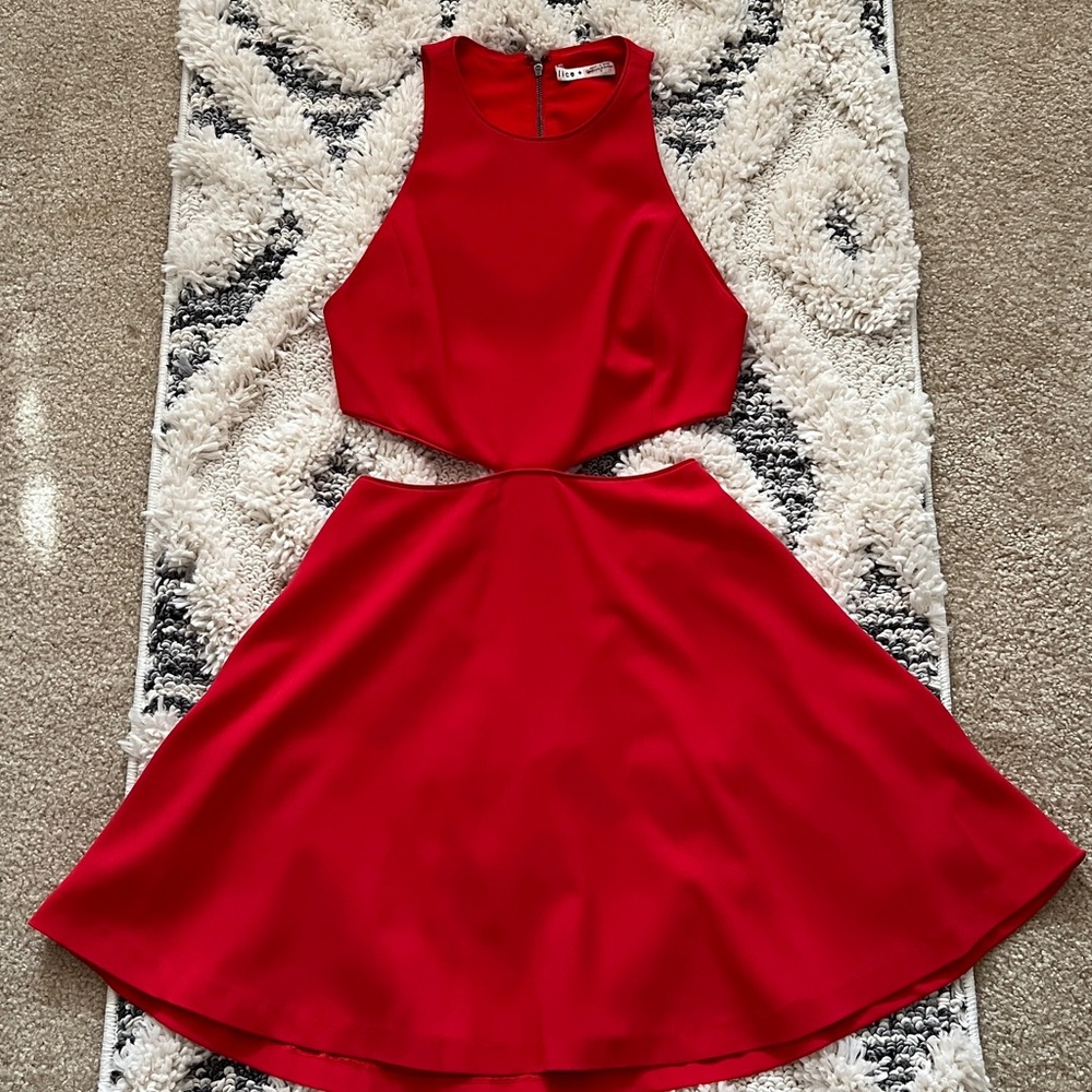 Alice + Olivia Vibrant Red Backless Dress